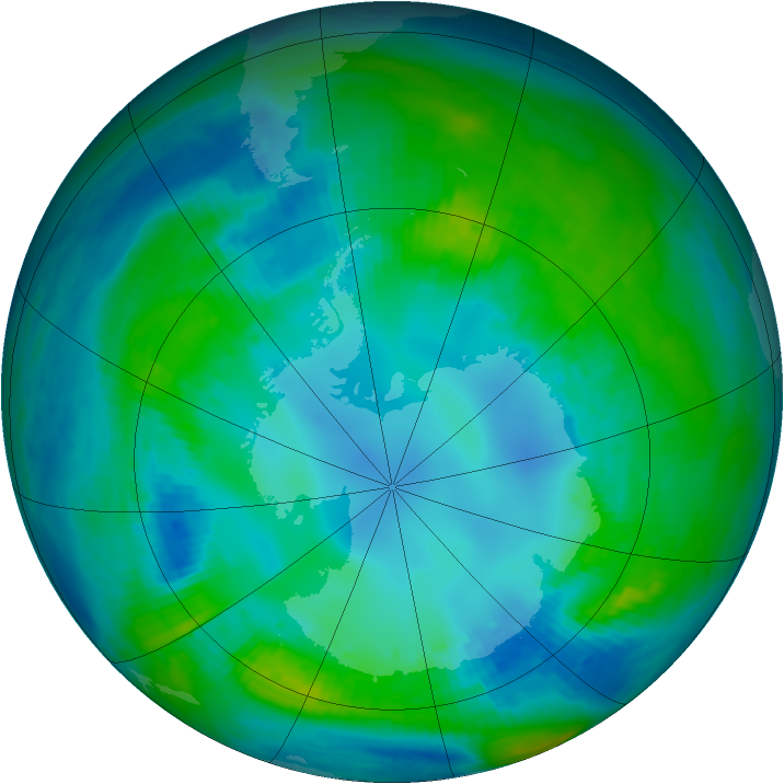 Antarctic ozone map for 29 April 1984